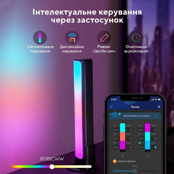 Набір підсвічування Govee H6056 Flow Plus Light Bars, RGBICWW, WI-FI/Bluetooth, чорний RC_H60563D1 фото