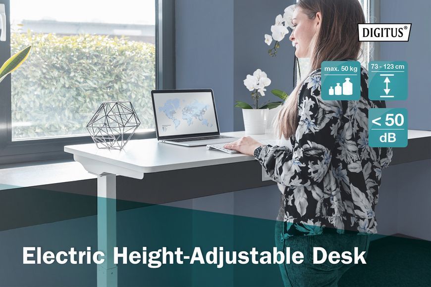 Стіл DIGITUS Electric Height Adjustable, 73-123cm, білий RC_DA-90407 фото