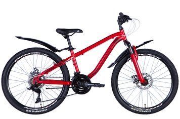 Велосипед Сталь 24" Discovery FLINT Хардтейл DD рама-13" червоний (матовий) з крилом Pl 2024 VT_OPS-DIS-24-330 фото