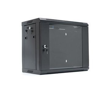 Шафа Merlion 9U, 600*350*500 (Ш*Г*В) мм загартоване скло, чорна, сталь 1,2мм, із замком (у розібраному вигляді!!!), Black U_36528 фото