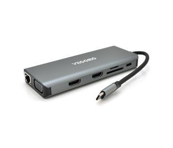 Хаб-конвертор VEGGIEG TC12 Type-C (папа) на Type-C(мама) + USB3.0*4(мама) + HDMI*2(мама) + VGA(мама) + SD/TF + U_19911 фото