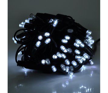 Гірлянди Voltronic 100LED (ДІОД) вулична, колір - білий, довжина - 10 метрів, чорна ізоляція U_23615 фото