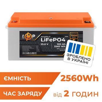 Акумулятор LP LiFePO4 25,6V - 100 Ah (2560Wh) (BMS 100A/50А) пластик Smart BT LP_29501 фото