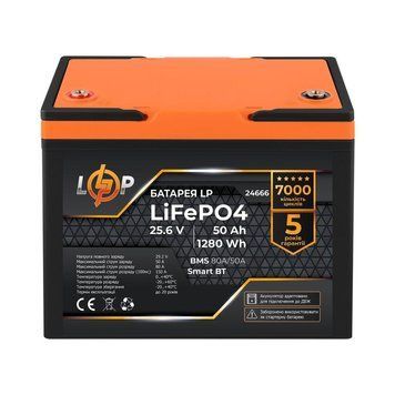Акумулятор LogicPower LiFePO4 25,6V - 50 Ah (1280Wh) (BMS 80A/50А) пластик Smart BT LP_24666 фото