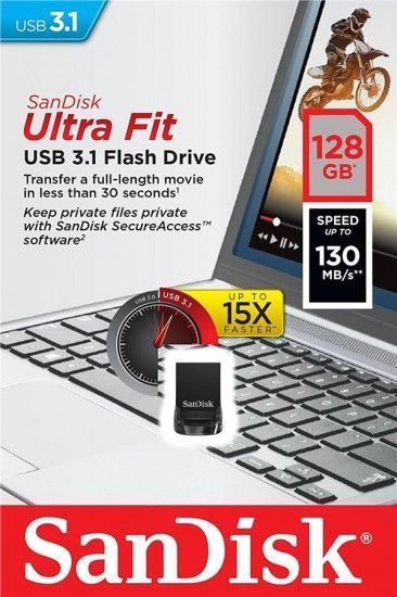 Накопитель SanDisk 128GB USB 3.1 Type-A Ultra Fit RC_SDCZ430-128G-G46 фото