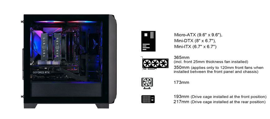 Корпус FARA FA312Z-BG, без БП, 2xUSB3.0, 2x140mm ARGB fan, TG Side Panel, mATX, Black SilverStone RC_SST-FA312Z-BG фото