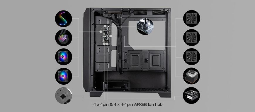 Корпус FARA FA312Z-BG, без БП, 2xUSB3.0, 2x140mm ARGB fan, TG Side Panel, mATX, Black SilverStone RC_SST-FA312Z-BG фото