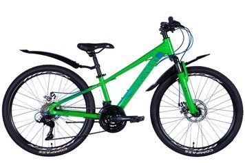 Велосипед алюміній 24 Discovery QUBE AM DD рама-11,5" зелено-синій з крилом Pl 2024 VT_OPS-DIS-24-342 фото