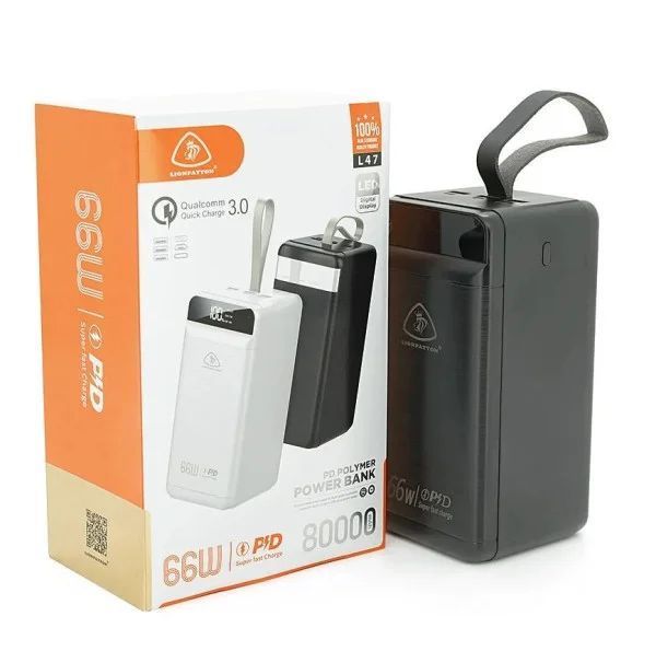 Повербанк LIONPATTON L47 80000mAh Black QC3.0, MicroUSB, Type-C, Lighting, 3xUSB U_38068 фото