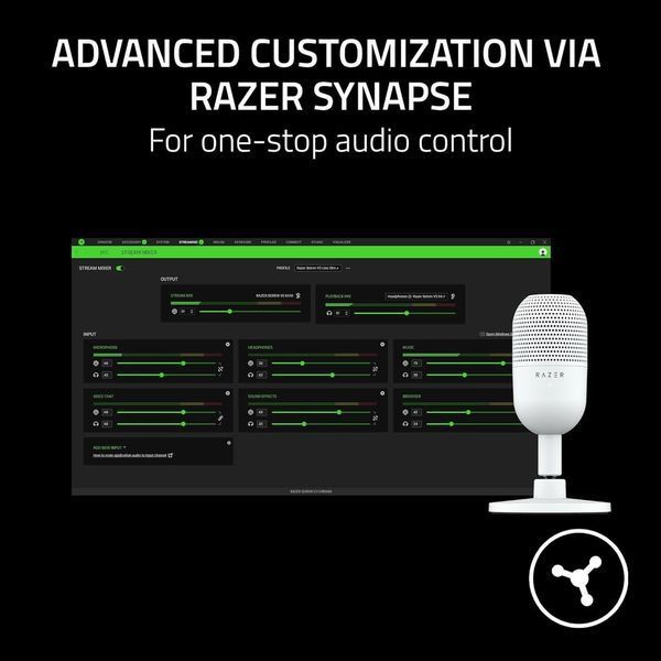 Мікрофон геймерський Seiren V3 Mini, Omni, USB-A, 1.2м, білий Razer RC_RZ19-05050300-R3M1 фото