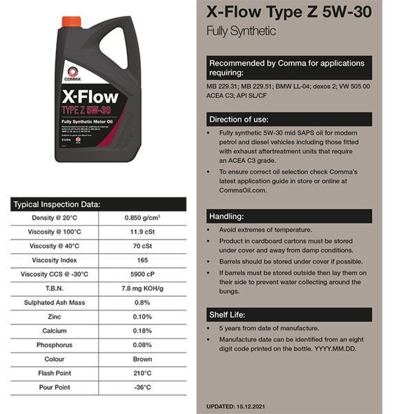 Моторне масло Comma X-FLOW TYPE Z 5W-30 5л LI_XFZ5L фото