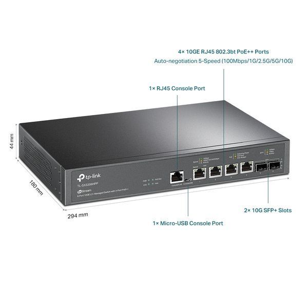 Комутатор TP-LINK TL-SX3206HPP 4x10GE(4xPoE+), 2xSFP+, 200Вт, Керований L2 RC_TL-SX3206HPP фото