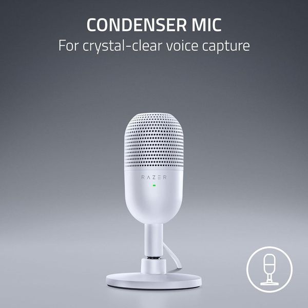 Мікрофон геймерський Seiren V3 Mini, Omni, USB-A, 1.2м, білий Razer RC_RZ19-05050300-R3M1 фото
