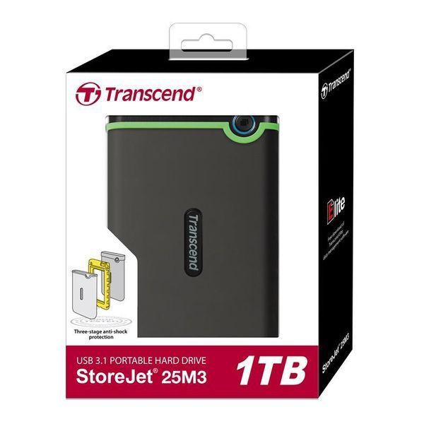 Портативний жорсткий диск Transcend 1TB USB 3.1 StoreJet 25M3 Сірий RC_TS1TSJ25M3S фото