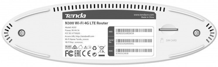Маршрутизатор Tenda 4G03 N300, 4G/LTE, 1xFE LAN, 1xFE LAN/WAN RC_4G03 фото