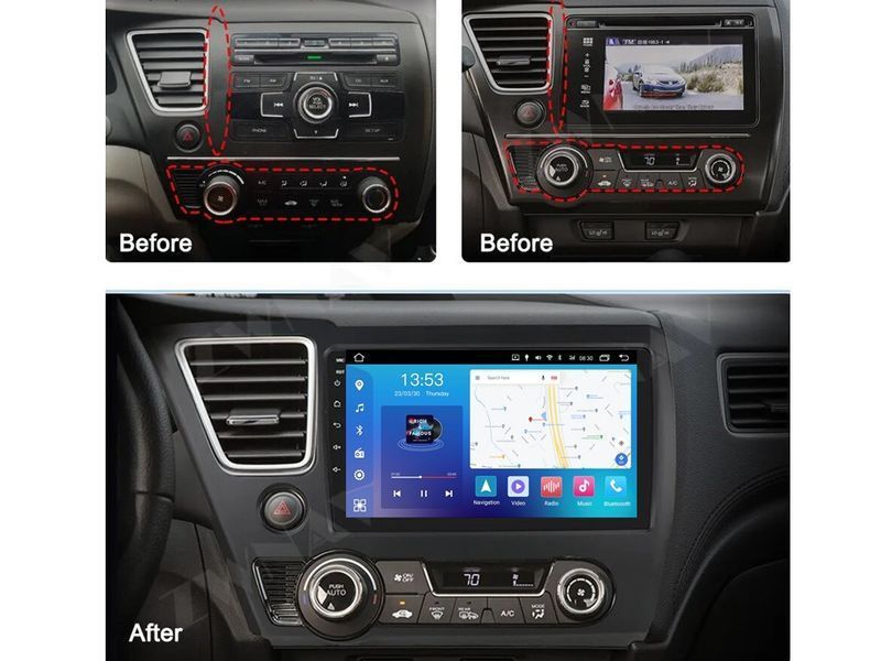 Штатна автомагнітола FORS.auto M200 для Honda Civic (2+32Gb, 9") 2013-2016 FA_0025-M200 фото