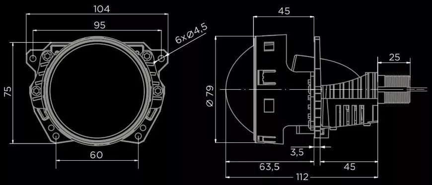 BiLED линза DriveX BiLED Evolution F1 6000K 24V, Комплект 2 шт DR_DR-00001147 фото