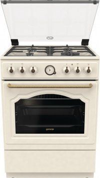 Плита Gorenje GKS6C70CLI комбінована, 71л, 60x60см, дисплей, газ-контроль, чавун, слонової кістки RC_GKS6C70CLI фото