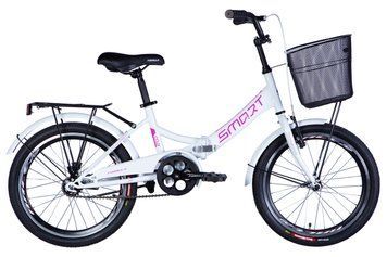 Велосипед сталь 20 Formula SMART Vbr рама-13" белый с багажником задн. St с корзиной Pl с крылом St 2024 VT_OPS-FR-20-099 фото