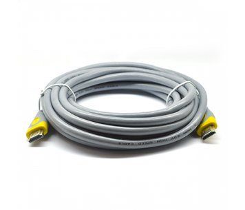 Кабель Merlion HDMI-HDMI V-Link High Speed 15.0m, v2,0, OD-8.2mm, круглий Grey, коннектор Grey / Yellow, U_16188 фото