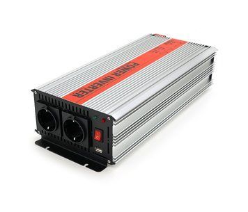 Інвертор напруги RITAR RSX-2500, 12V/220V, 2500W з апроксимованою синусоїдою, 2xShuko, 1xUSB, клемні дроти, Q4 U_28842 фото
