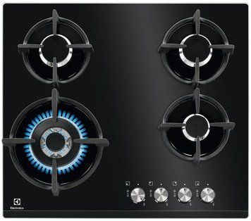Electrolux Варильна поверхня газ на склі, 60см, чавун, чорний RC_KGG6437K фото