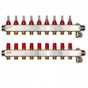 Колектор Danfoss SSM-F 9+9 з ротаметрами, нержавіюча сталь RC_088U0759 фото