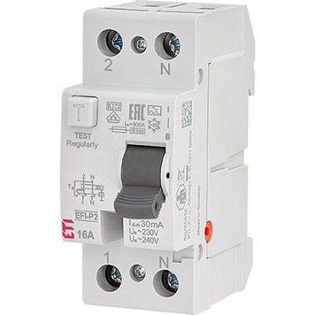 Реле дифференциальное ETI, (УЗО) 2р EFI6-P2 16/0,03 тип AC (6kA) RC_2061250 фото