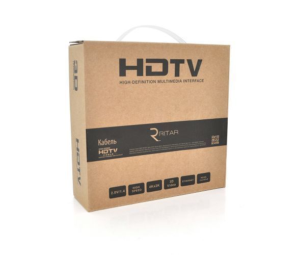 Кабель Ritar Premium PL-HD347 HDMI-HDMI 19+1, Ultra HD 4Kx2K, 2160P, 20.0m, v2,0, OD-8.5mm, з фільтром, круглий Black, коннектор U_19947 фото