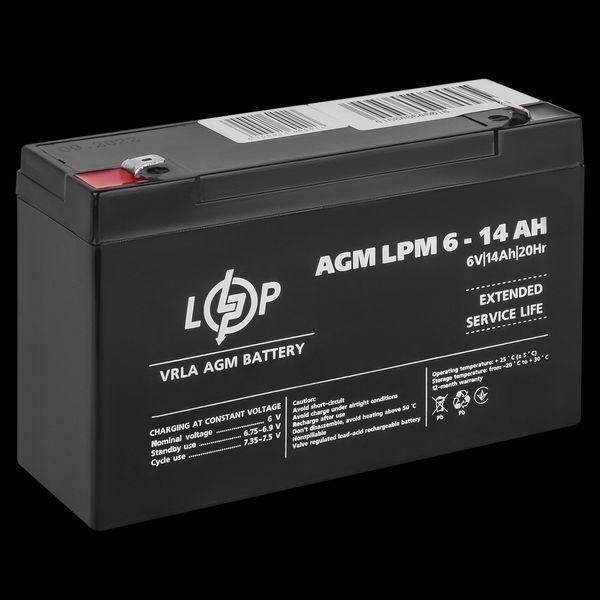 Акумулятор AGM LPM 6V - 14 Ah LP_4160 фото