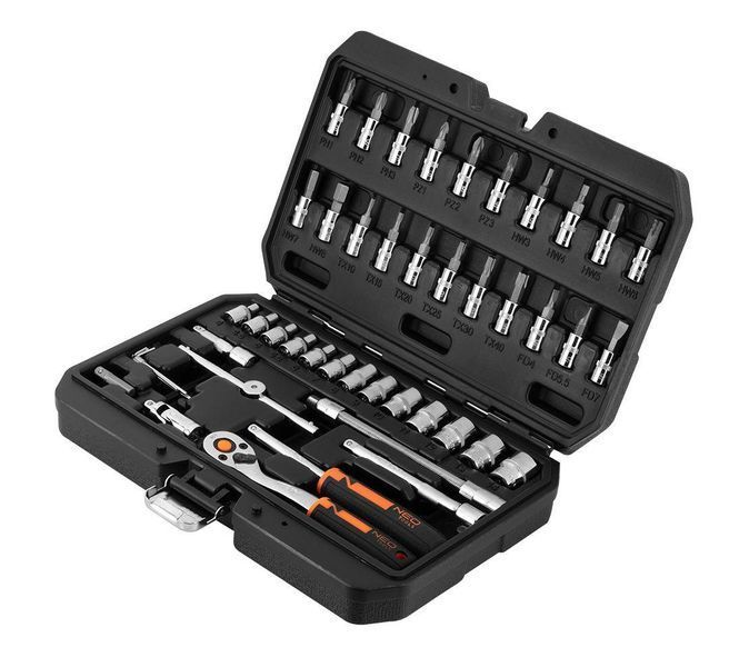 Набор инструментов Neo Tools, Набор торцевых головок, 46шт, 1/4" CrV, кейс RC_10-004 фото