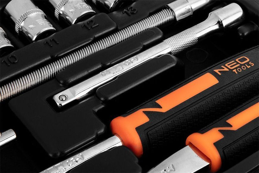 Набор инструментов Neo Tools, Набор торцевых головок, 46шт, 1/4" CrV, кейс RC_10-004 фото