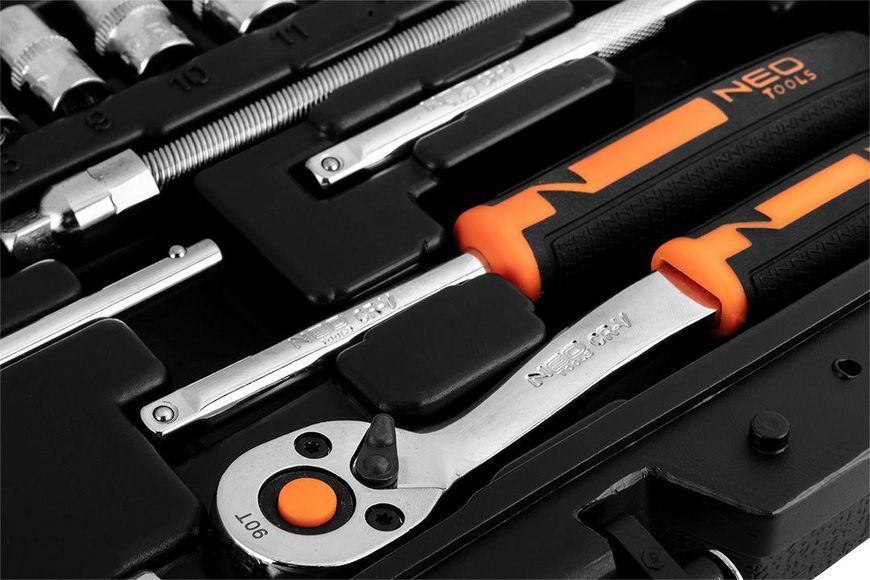 Набор инструментов Neo Tools, Набор торцевых головок, 46шт, 1/4" CrV, кейс RC_10-004 фото
