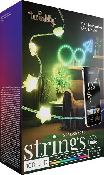 Гирлянда Smart LED Twinkly Strings Star RGB 100 IP20 6м USB-C кабель прозрачный Twinkly RC_TWKS100RGB-T фото
