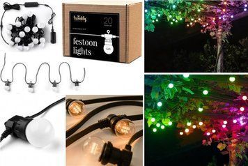 Гірлянда Smart LED Twinkly Festoon RGB 20, G45, Gen II, IP44, 10м, чорний кабель RC_TWF020STP-BEU фото