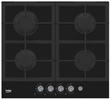 Варочная поверхность Beko газовая на стекле, 60см, чугун, черный RC_HILG64235S фото