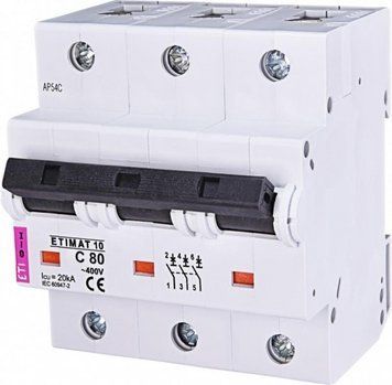Автоматический выключатель ETI ETIMAT 10 3p C 80А (20 kA) RC_2135731 фото