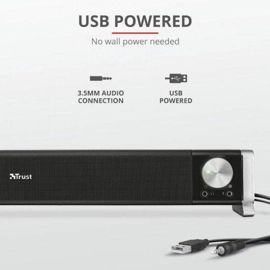 Акустическая система (Звуковая панель) Trust Asto for PC & TV USB Black RC_21046_TRUST фото
