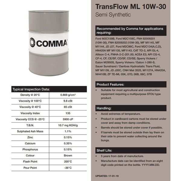 Моторное масло Comma TRANSFLOW ML 10W-30 5л LI_TFML5L фото