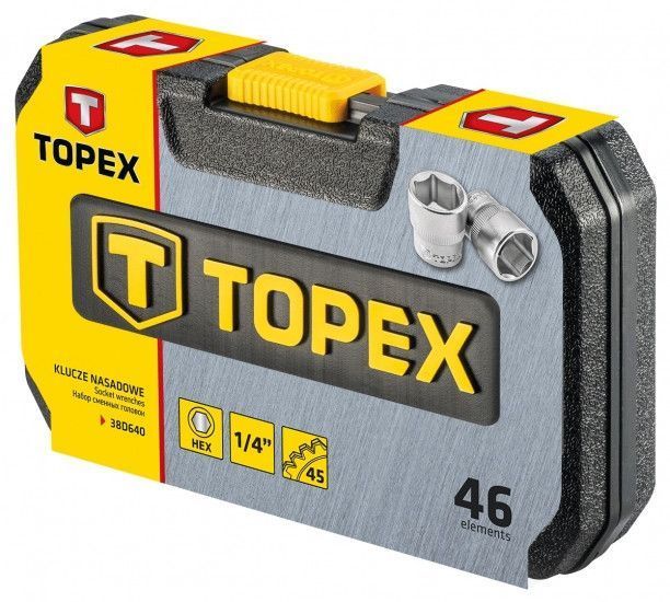 Набір торцевих головок Topex, 46 од., 1/4", кейс RC_38D640 фото