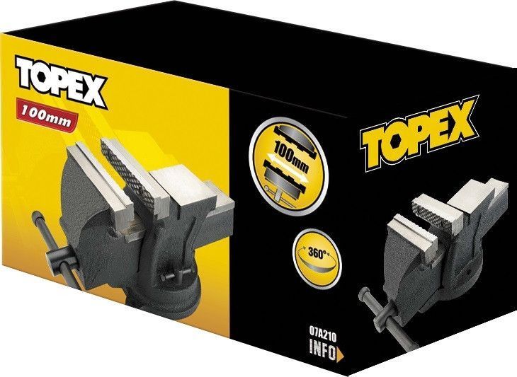 Тиски TOPEX, поворотні, чавунні, 100мм, 5.3кг RC_07A210 фото