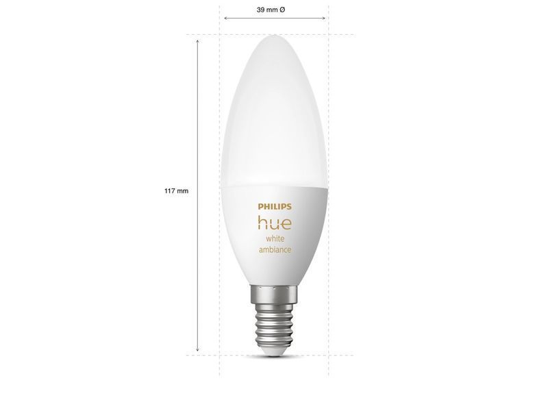 Лампа розумна Philips Hue E14, 5.2W(40Вт), 2200K-6500K, Tunable white, ZigBee, Bluetooth, димування RC_929002294403 фото