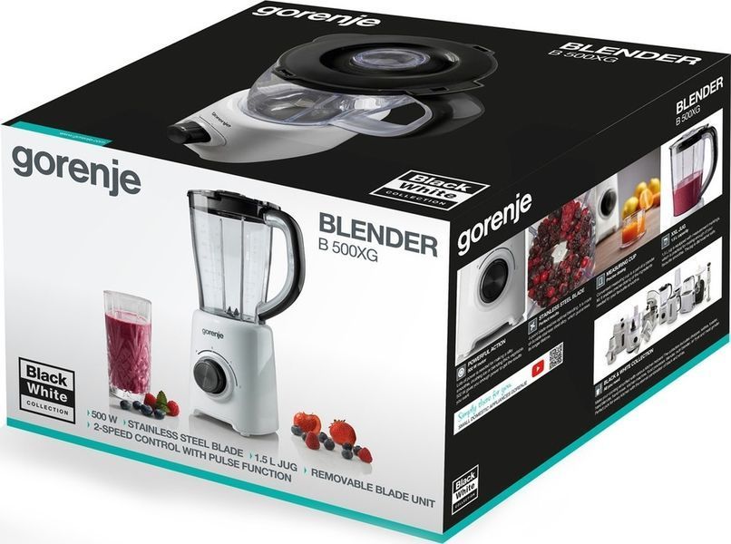 Блендер Gorenje стаціонарний 500Вт, чаша-1500мл, білий RC_B500XG фото