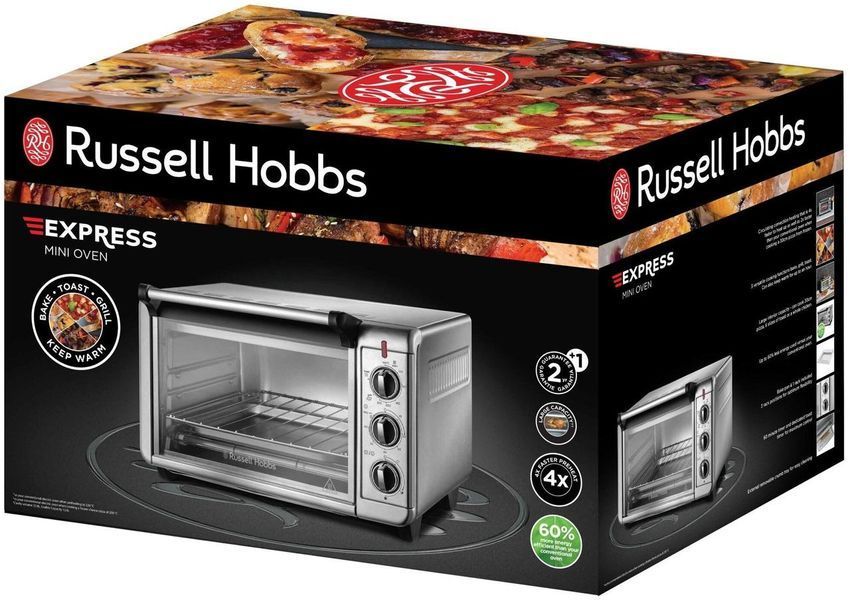 Hobbs Пекти електрична Air Fry Mini Oven, 12.6л, 1500Вт, механіч., гриль, конвенція, сіра Russell RC_26680-56 фото