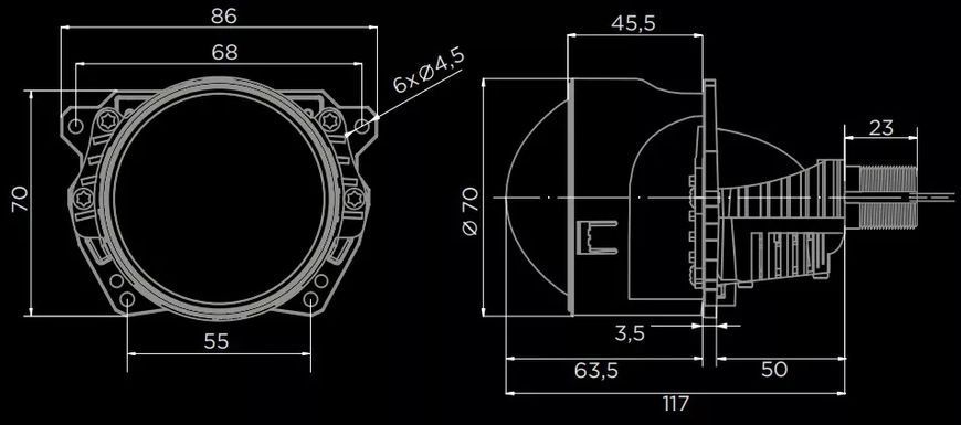 BiLED линза DriveX Biled Mini 2,5" 35/40W 6000K, Комплект 2 шт DR_DR-00001152 фото