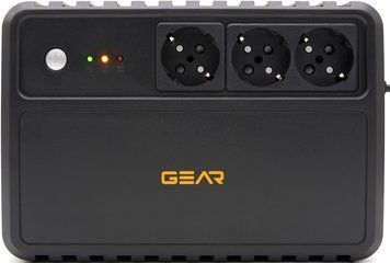 Пристрій безперебійного живлення GEAR, UPS 1000VA, 600W, AVR, 3Schuko, plastic case (GU-1000P3) IP_GU-1000P3 фото