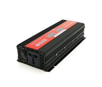Інвертор напруги Demuda, 800W 12/220V з апроксимованою синусоїдою, 1 універсальна розетка, USB, клемні дроти U_29153 фото