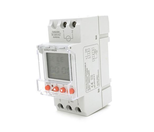 Реле часу Sinotimer TM920BK, на DIN-рейку, LCD, програмований, змінна батарея, 30А, 85-265V, 87х65х36 мм U_36713 фото