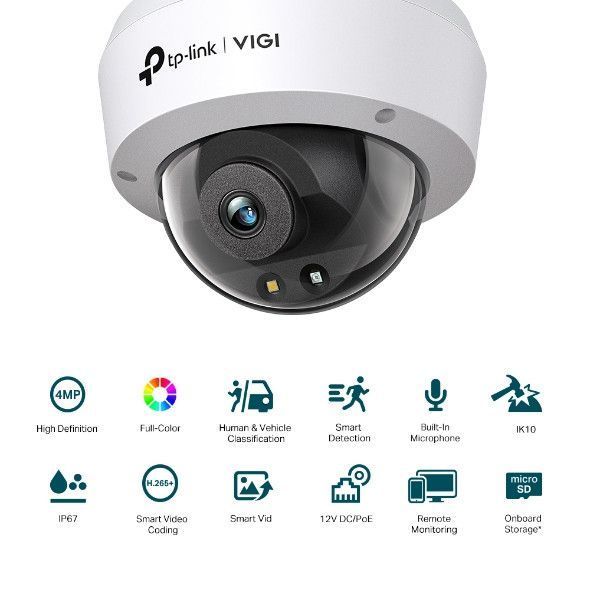 IP-камера TP-LINK VIGI C240-2.8, PoE, 4Мп, 2,8мм, H265+, IP66, Turret, цветное ночное видение, внутренняя RC_VIGI-C240-2.8 фото
