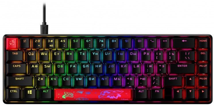 Клавіатура механічна HyperX Alloy Origins 65, 67key, Red, USB-A, ENG/RU, RGB, чорний RC_4P5D6AX фото